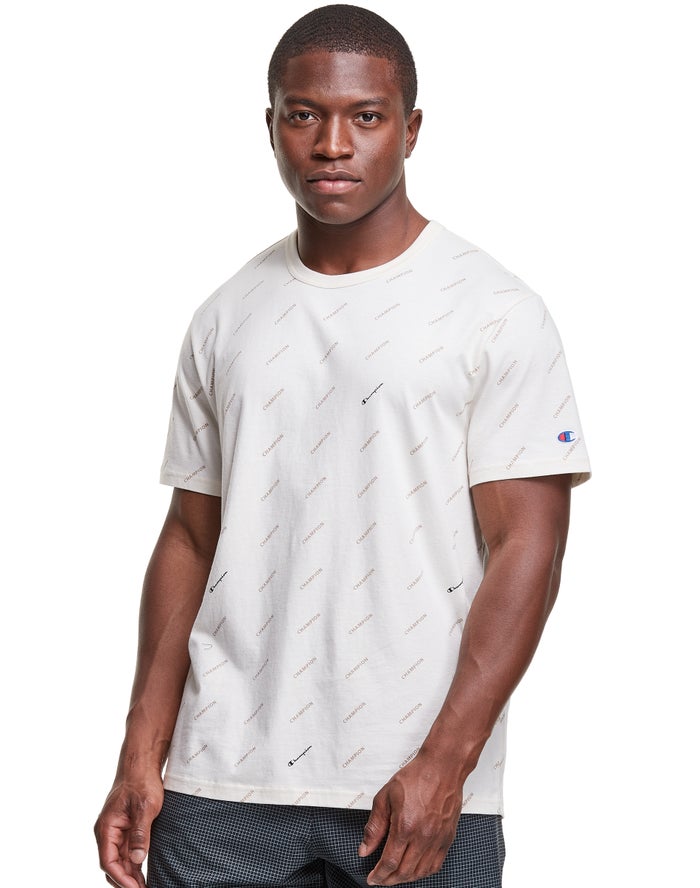 Camiseta Champion Hombre - Classic All Over Logo ( Blancas ) 3710296-US